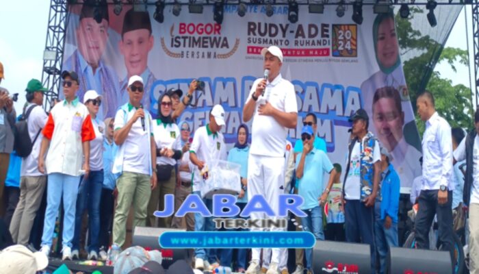 Calon Bupati Bogor Rudy Susmanto Hadiri Senam Bersama Dan Gebyar UMKM Kecamatan Sukaraja