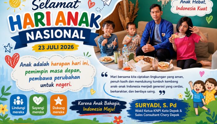 Hari Anak Nasional 2026, Wakil Ketua KNPI: Investasi Terbaik Bangsa Dimulai dari Perhatian kepada Anak